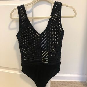 Black thong bodysuit